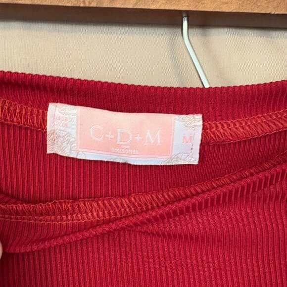 C+D+M Collections Red Stretchy Sleeveless Adjustable Ribbed Dress Women's Medium - Picture 3 of 6